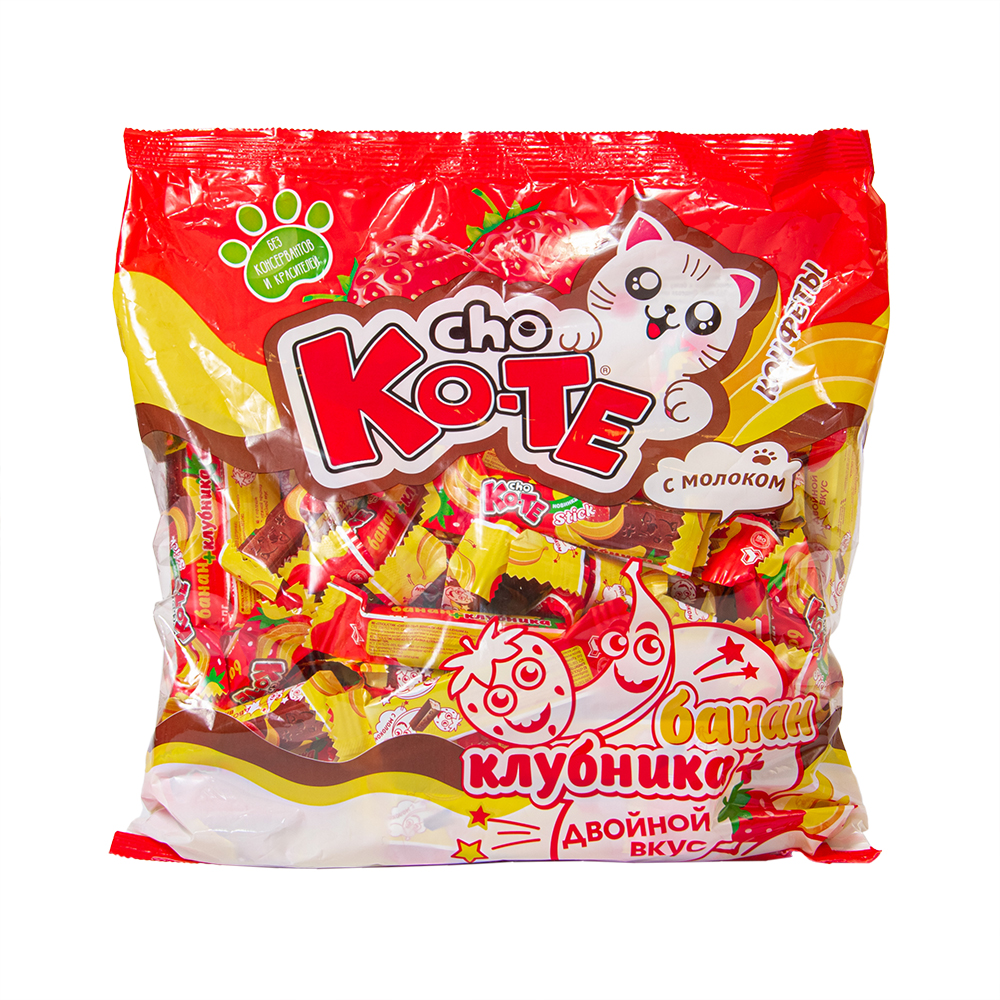 КОНФЕТЫ МХ CHO KO-TE БАНАН-КЛУБНИКА 1000 ГР