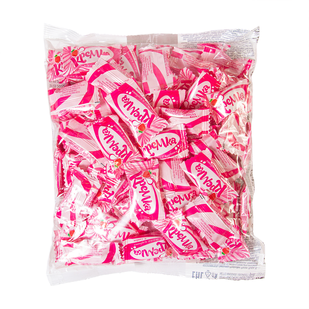 КАРАМЕЛЬ КРЕМКА СО ВКУСОМ КЛУБНИКИ И СЛИВОК 500ГР