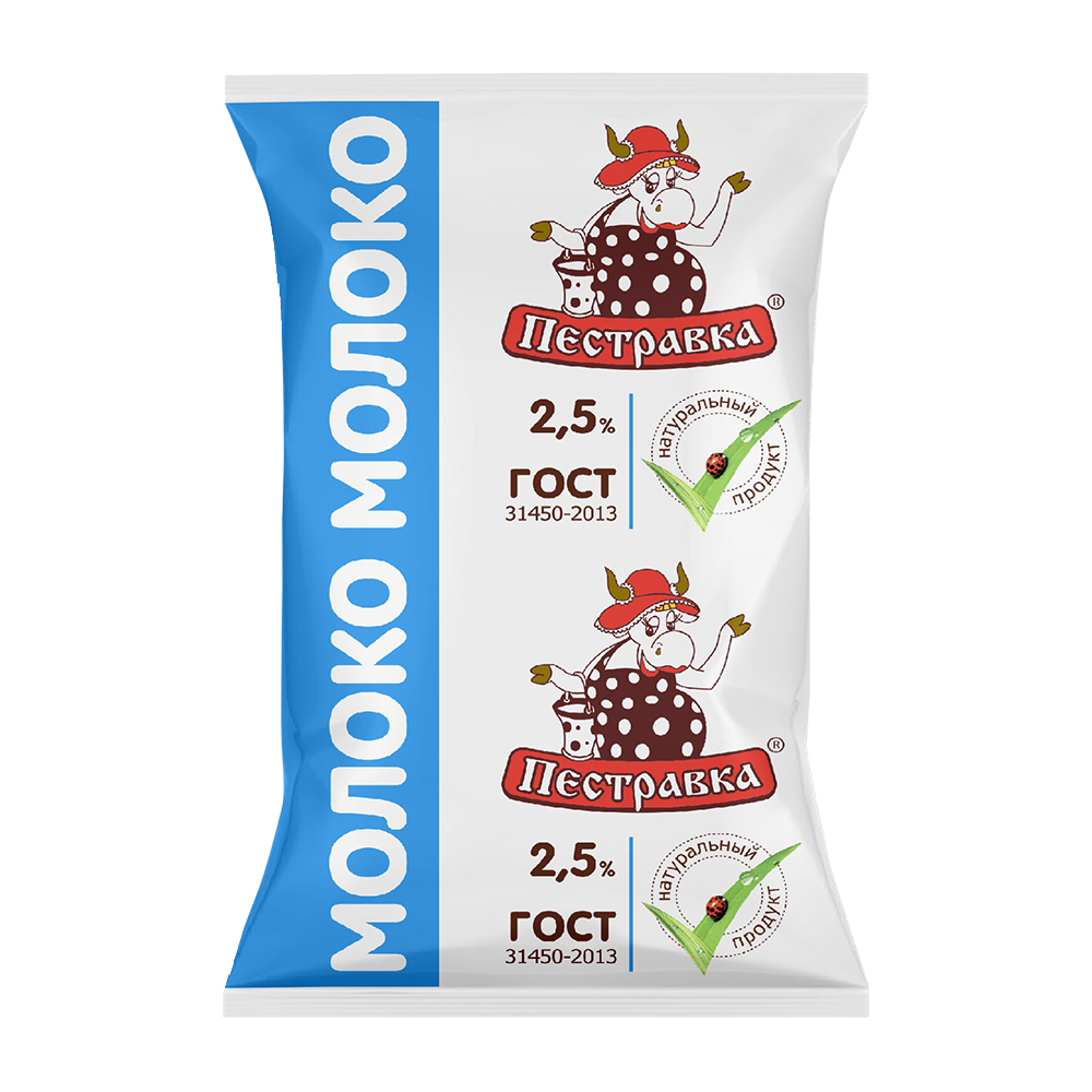 БЗМЖ МОЛОКО ПЕСТРАВКА 2,5% 900МЛ ТФА