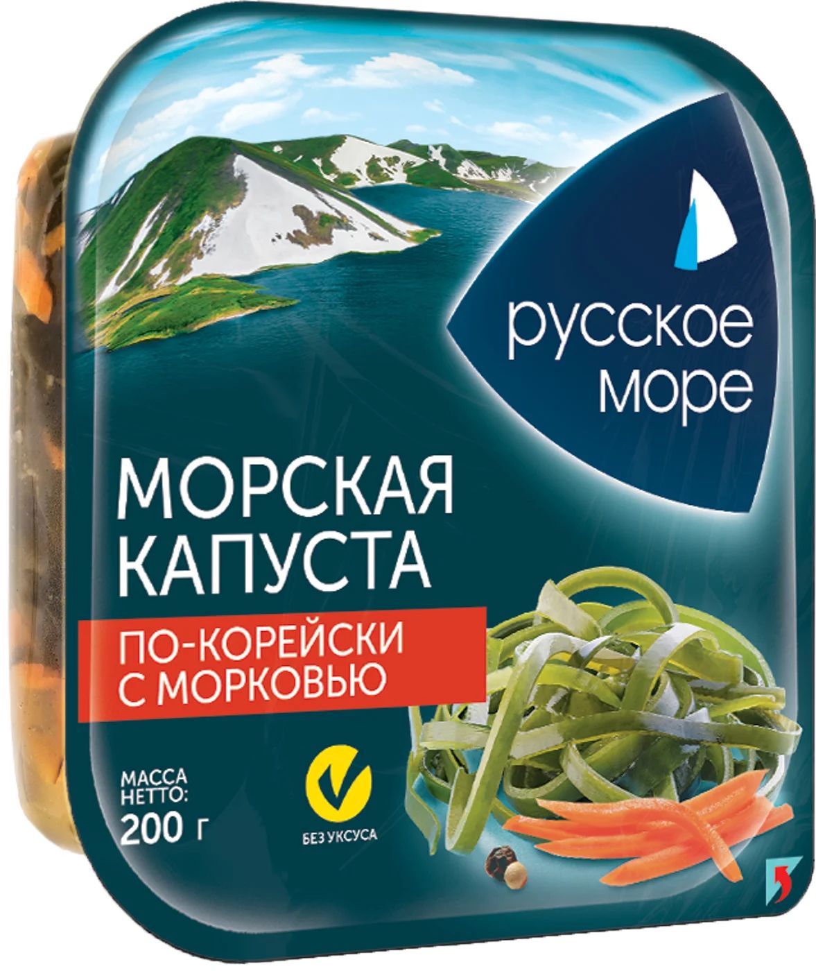 КАПУСТА МОРСКАЯ РУССКОЕ МОРЕ МАРИНОВАННАЯ ПО-КОРЕЙСКИ С МОРКОВЬЮ 200ГР