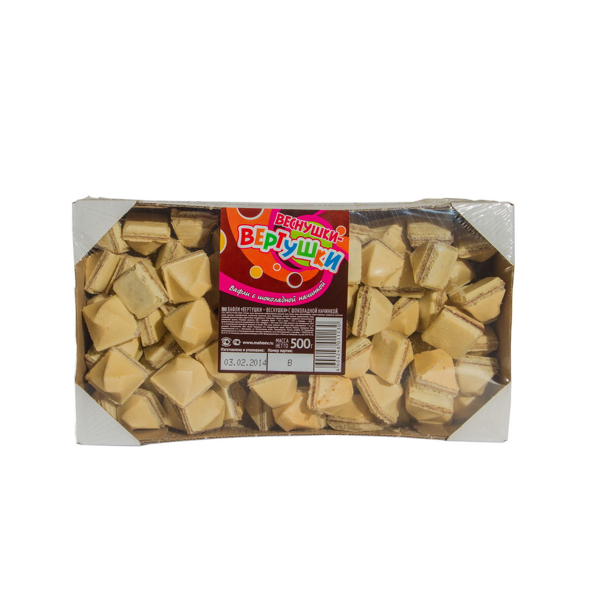 ВАФЛИ ВЕРТУШКИ-ВЕСНУШКИ С ШОКОЛАДНОЙ НАЧИНКОЙ ЭССЕН 500ГР*20ШТ