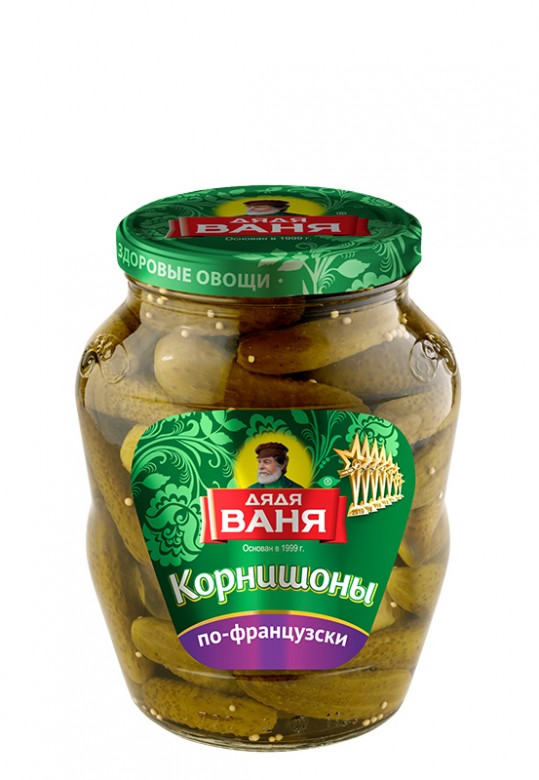 ОГУРЦЫ КОРНИШОНЫ ДЯДЯ ВАНЯ ПО ФРАНЦУЗСКИ 680ГР СТ/Б