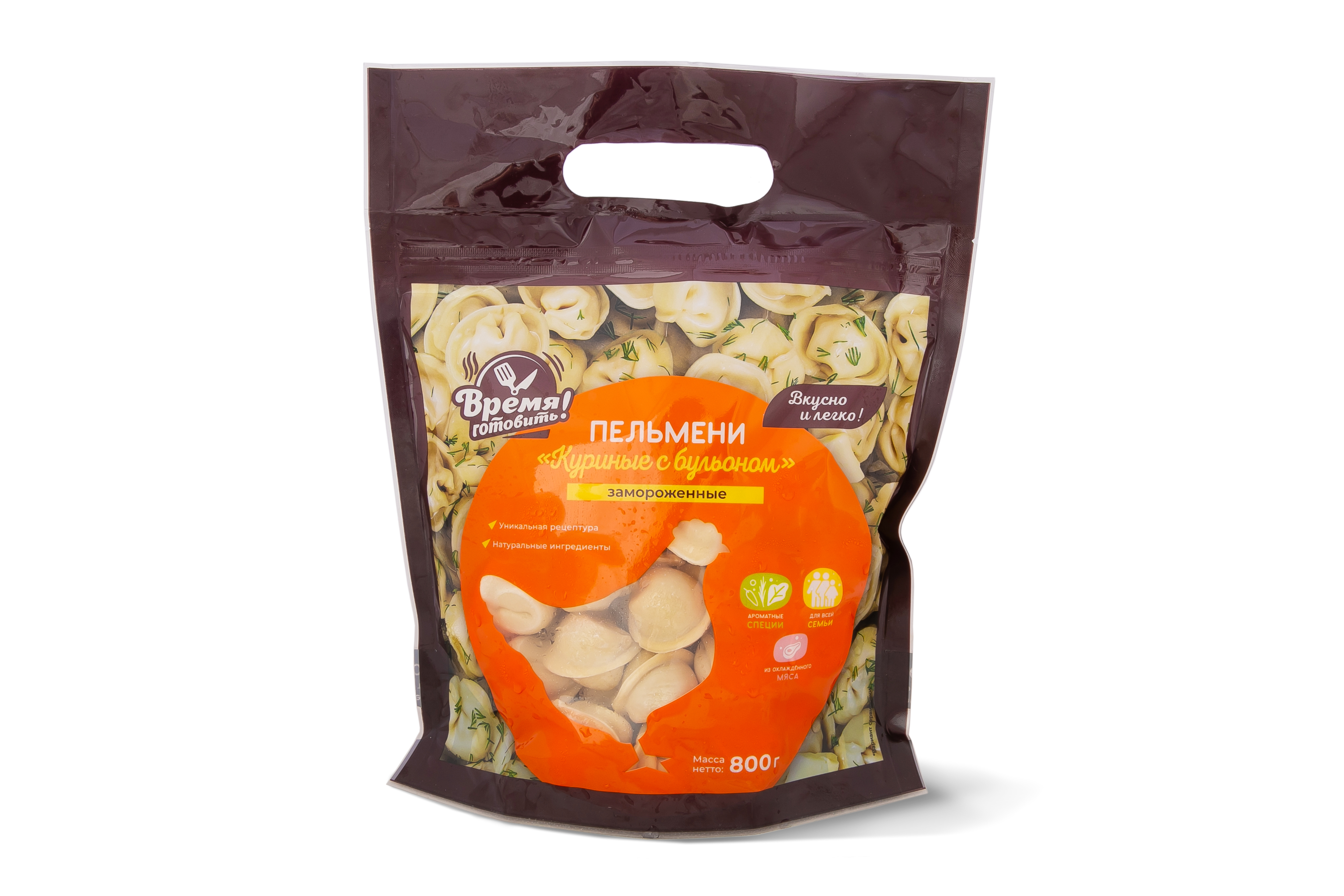ПЕЛЬМЕНИ КУРИНЫЕ С БУЛЬОНОМ ВРЕМЯ ГОТОВИТЬ 800ГР ПАКЕТ