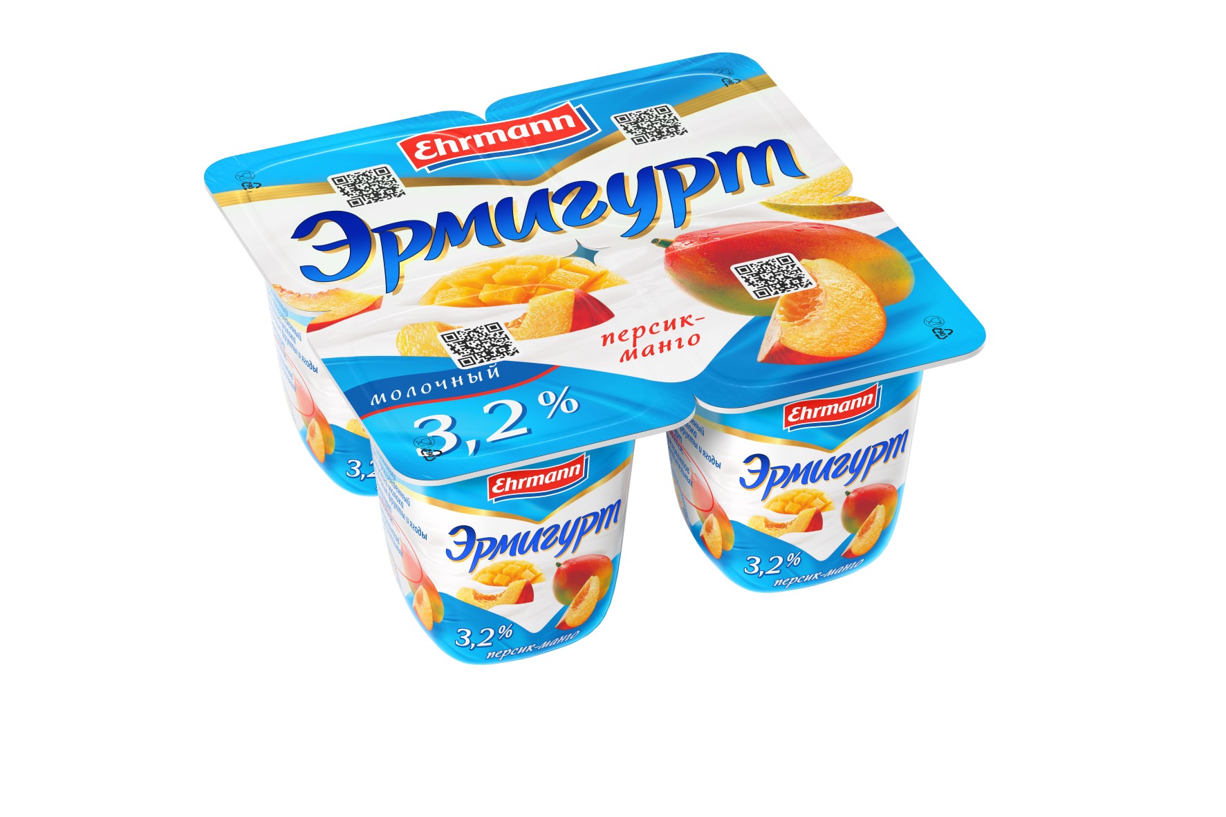 ЙОГУРТ ЭРМИГУРТ МОЛОЧНЫЙ 3,2% ПЕРСИК/МАНГО 100ГР