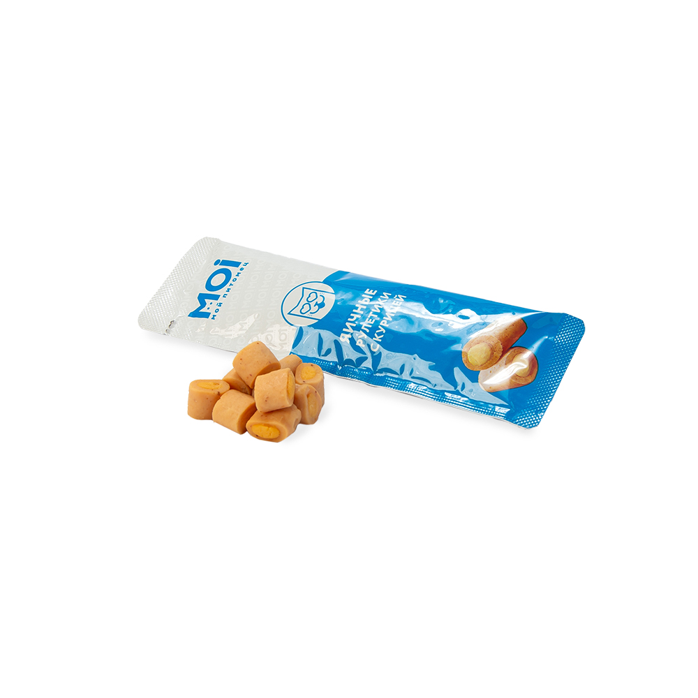 ЛАКОМСТВО ДЛЯ КОШЕК MOI ЯИЧНЫЕ РУЛЕТИКИ С КУРИЦЕЙ ПЛ/ПАК 10ГР