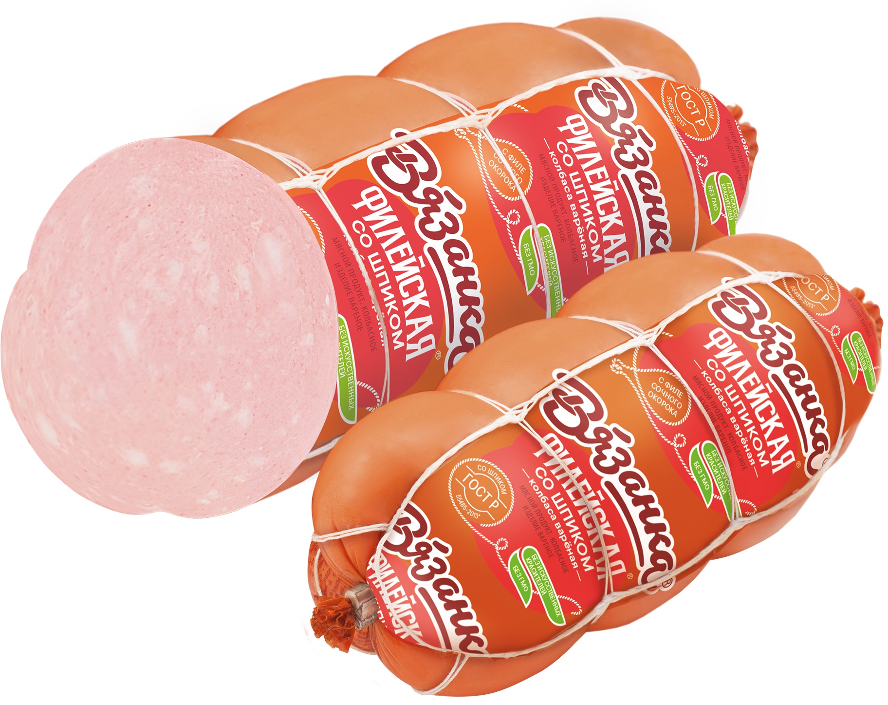 КОЛБАСА ВАРЕНАЯ ВЯЗАНКА ФИЛЕЙНАЯ СО ШПИКОМ 350ГР