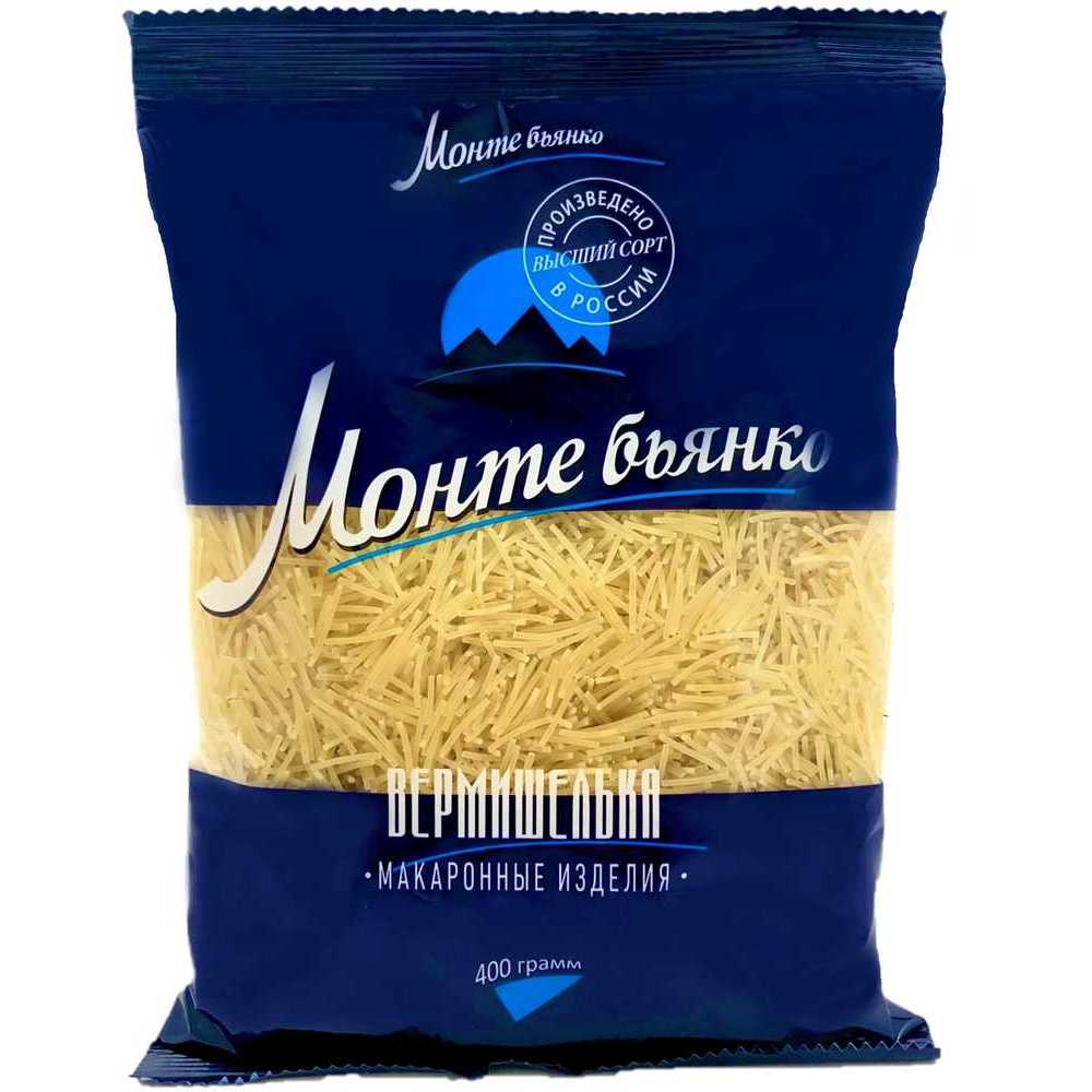 МАКАРОННЫЕ ИЗДЕЛИЯ В/С МОНТЕ БЬЯНКО № 343 ПЕРЬЯ 4КГ