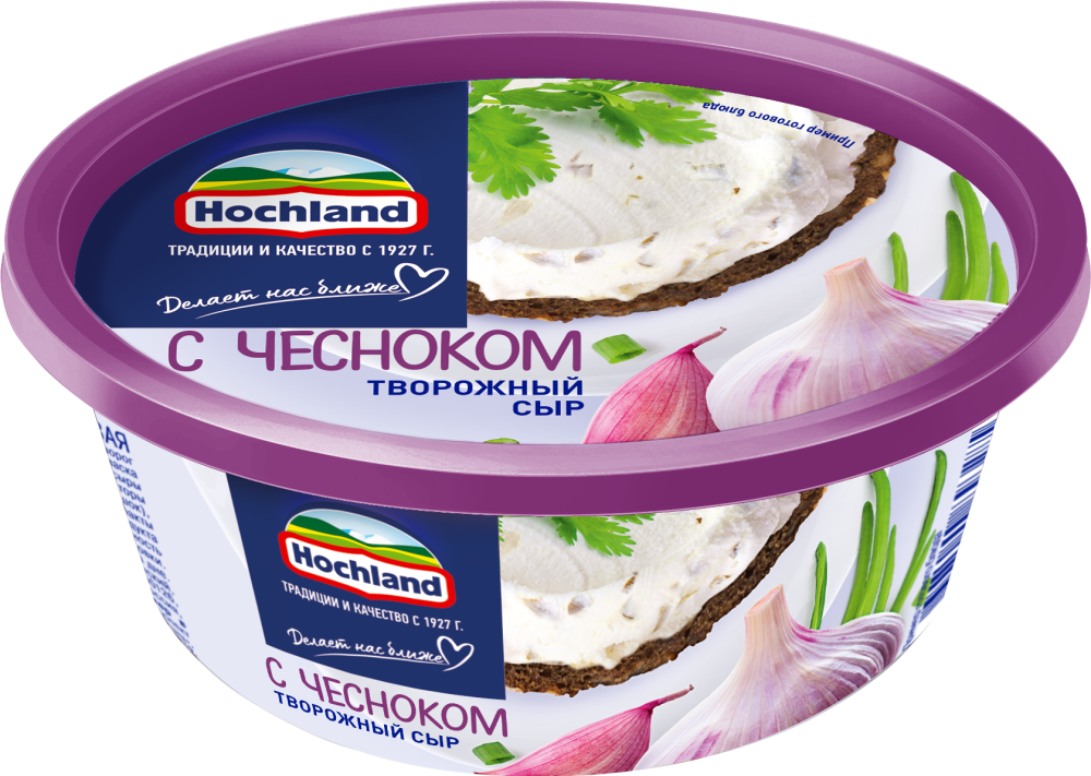 БЗМЖ СЫР ХОХЛАНД ТВОРОЖНЫЙ С ЧЕСНОКОМ 60% ПЛ/В 140 Г