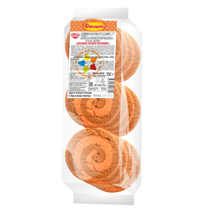 ПЕЧЕНЬЕ СС ДОМАШНЕЕ ОВСЯНОЕ ПЕРСИКОВОЕ 350ГР