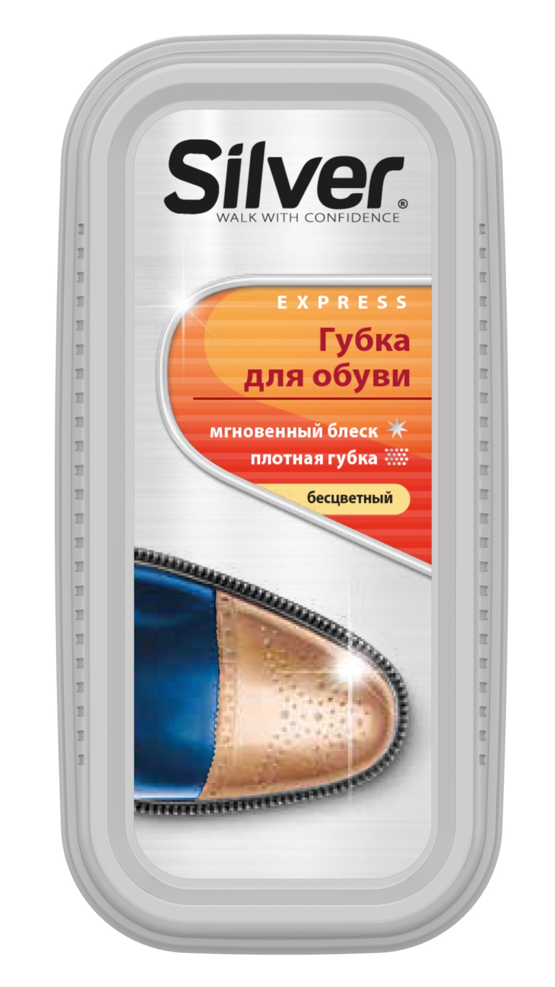 ГУБКА Д/ОБУВИ СИЛЬВЕР ШИРОКАЯ, ПРИДАЮЩАЯ БЛЕСК БЕСЦВЕТНАЯ