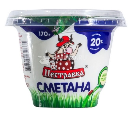 БЗМЖ СМЕТАНА ПЕСТРАВКА П/СТ 20% 170ГР