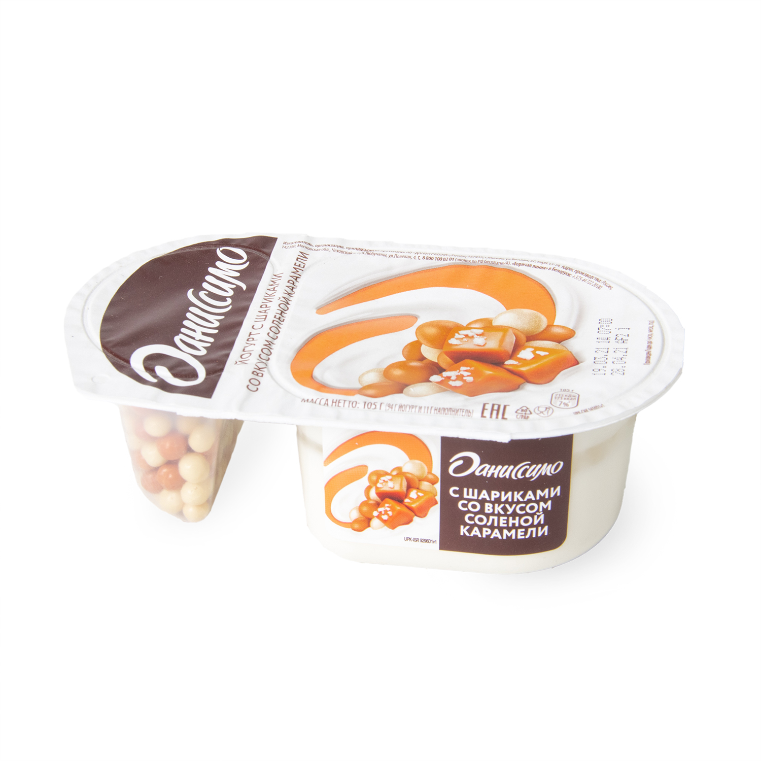 БЗМЖ ЙОГУРТ ДАНИССИМО ФАНТАЗИЯ 6,9% ХРУСТЯЩИЕ ШАРИКИ/ВИШНЯ/ФИНИК 105Г