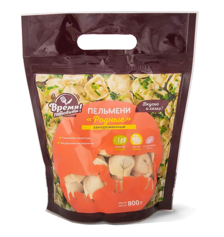 ПЕЛЬМЕНИ РОДНЫЕ ВРЕМЯ ГОТОВИТЬ 800ГР ПАКЕТ