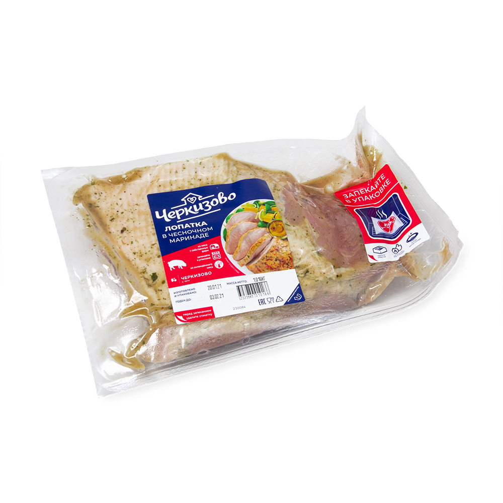 ЛОПАТКА В ЧЕСН МАР Д/ЗАПЕКАН СВИНАЯ ОХЛ ВУ TF 1.1 КГ*4 (4.4КГ) (ТМ ЧЕРКИЗОВО)