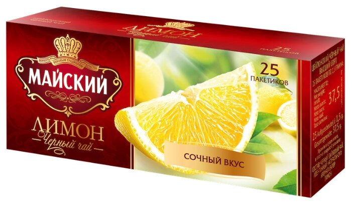 ЧАЙ МАЙСКИЙ ЛИМОН ЧЕРНЫЙ ЦЕЙЛОНСКИЙ 25П*1,5ГР