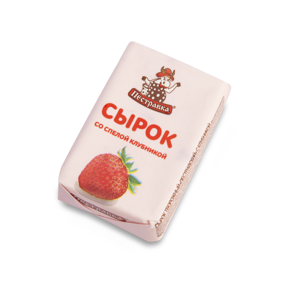 БЗМЖ СЫРОК ТВОРОЖНЫЙ ПЕСТРАВКА С КЛУБНИКОЙ 4.5% 100ГР КОРРЕКС