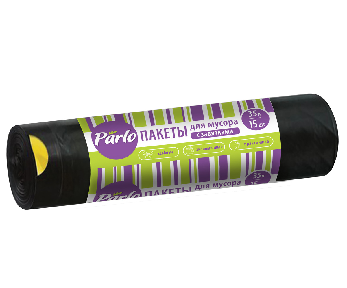 ПАКЕТЫ Д/МУСОРА ПАРЛО С ЗАВЯЗКАМИ 35Л 15ШТ
