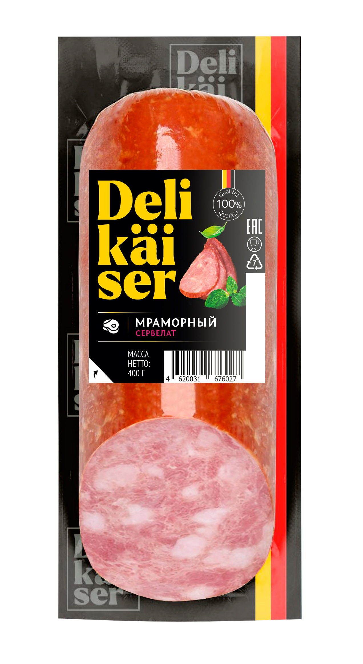 КОЛБАСА СЕРВЕЛАТ МРАМОРНЫЙ ДЕЛИКАЙЗЕР В/К 350ГР