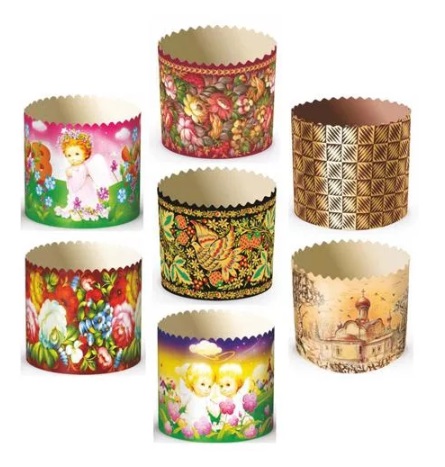 Бумажные формы для кулича Цветные Набор 8форм 60*70