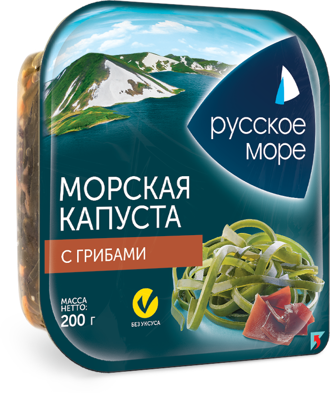 КАПУСТА МОРСКАЯ РУССКОЕ МОРЕ МАРИНОВАННАЯ ПО-КОРЕЙСКИ С ГРИБАМИ 200ГР
