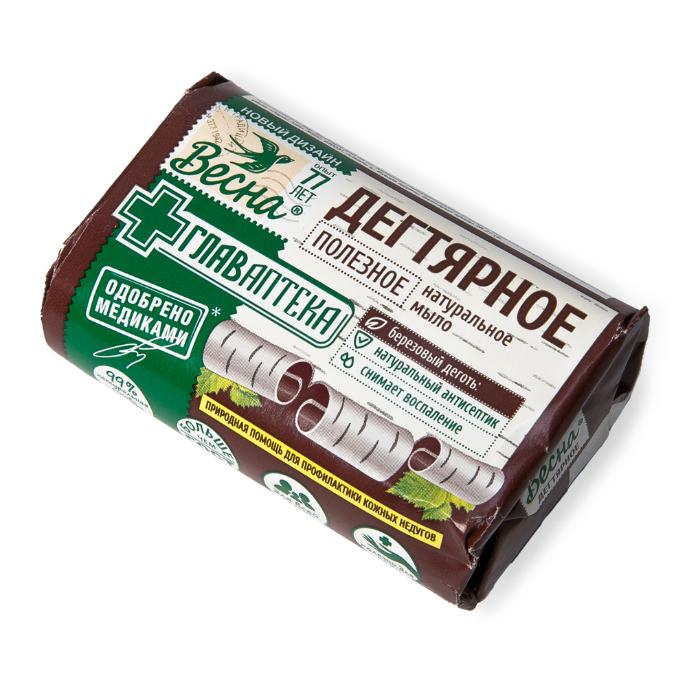 МЫЛО ТУАЛЕТНОЕ ВЕСНА ГЛАВАПТЕКА ДЕГТЯРНОЕ 90ГР