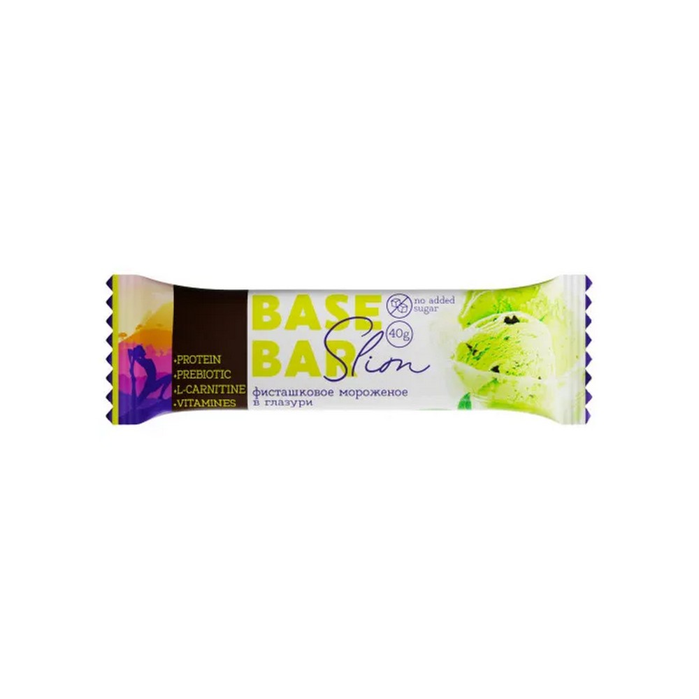 Батончик Base Bar Slim протеиновый вкус фисташковое мороженое, глазированный 40 г