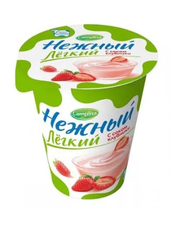 Йогурт Нежный легкий Кампина с соком клубники 0.1% 320г