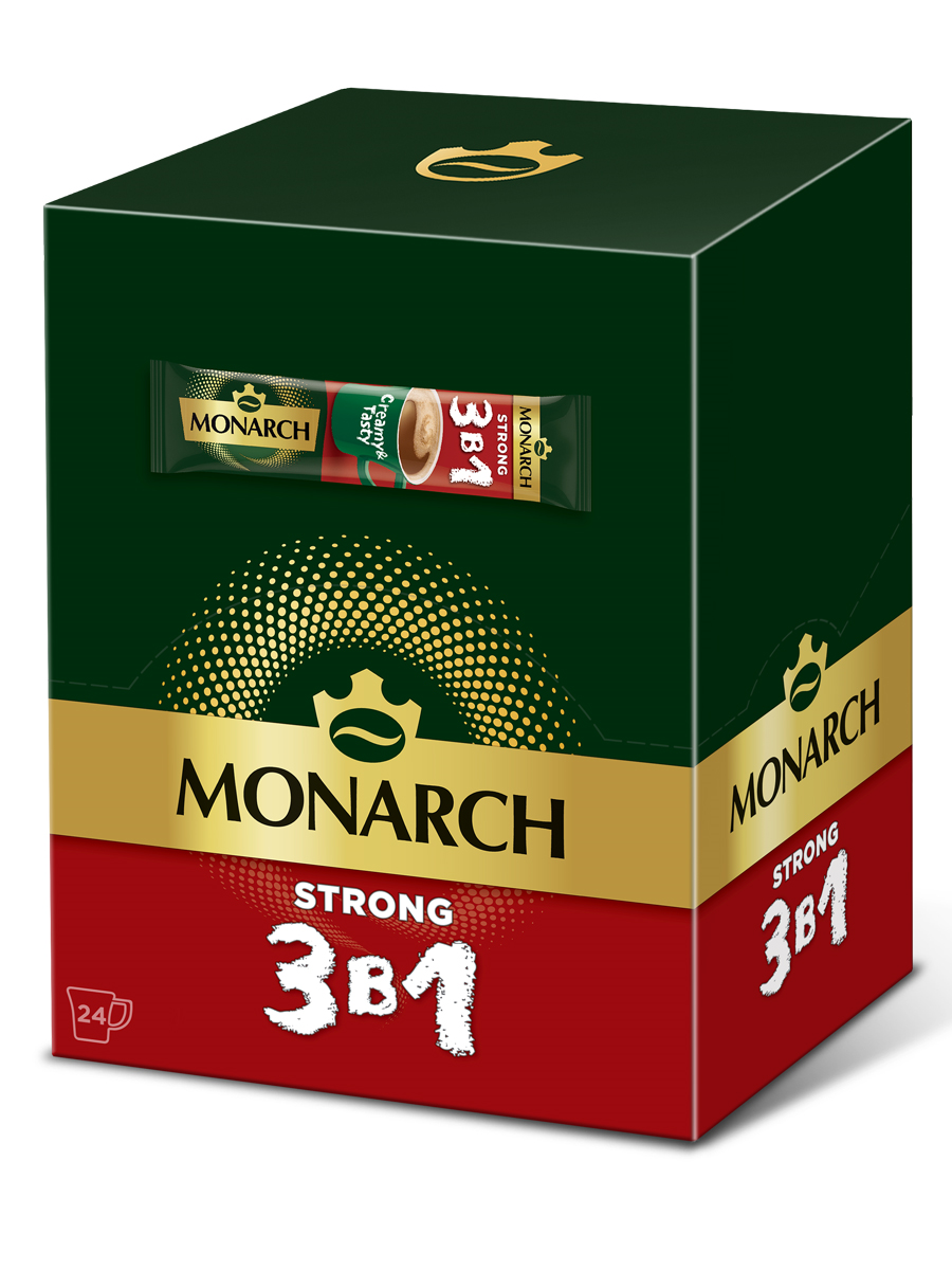 НАПИТОК КОФЕЙНЫЙ РАСТВОРИМЫЙ МОНАРХ СТРОНГ 3 В 1 13Г