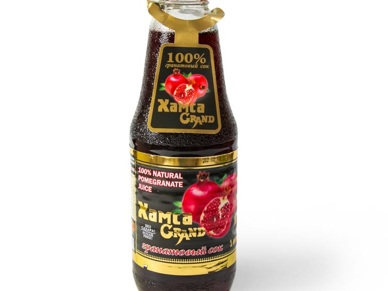 Сок Хамса Гранд Гранатовый в стеклянной бутылке 1л.