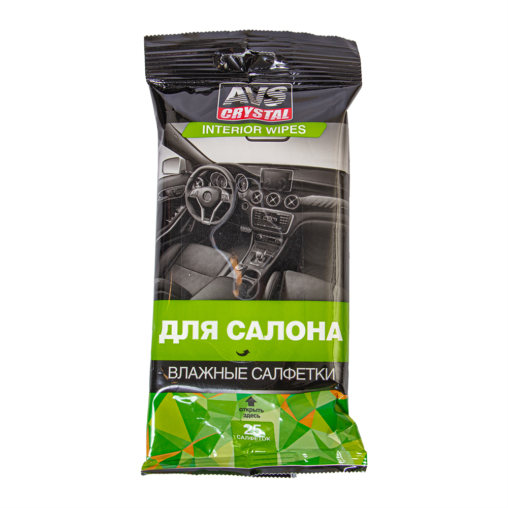 САЛФЕТКИ ВЛАЖНЫЕ ДЛЯ УХОДА ЗА  ИНТ. АВТОМОБИЛЯ 25ШТ AVK-201 AVS