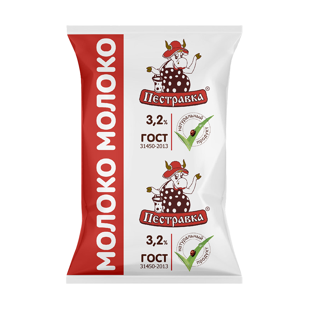 БЗМЖ МОЛОКО ПЕСТРАВКА 3,2% 900МЛ ТФА