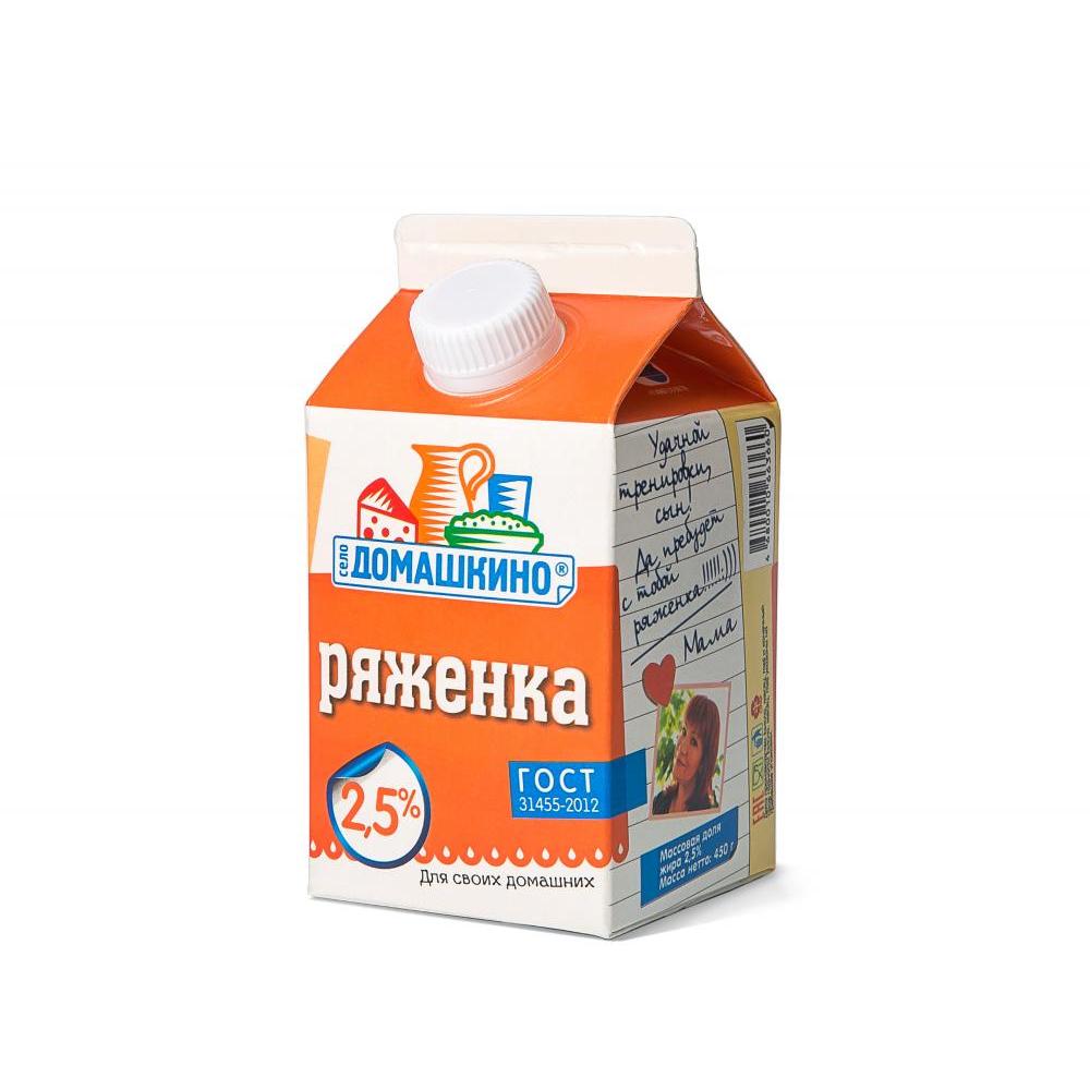 Ряженка «Село Домашкино» 2,5% пюр-пак 400 г