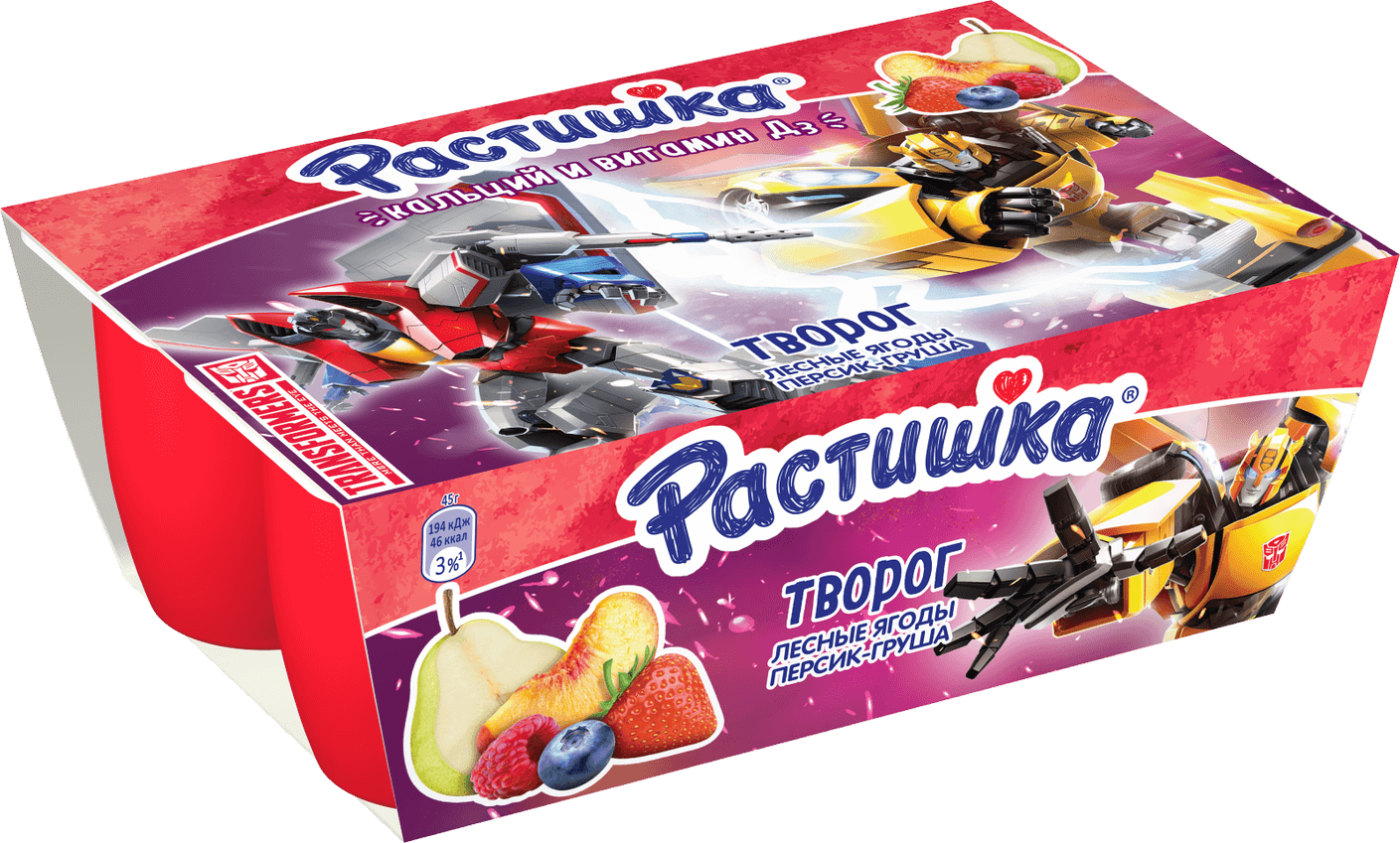 ДЕСЕРТ РАСТИШКА С ТВОРОЖ.КРЕМОМ ЛЕСН ЯГОДА/ПЕРС/ГРУША 6*45ГР