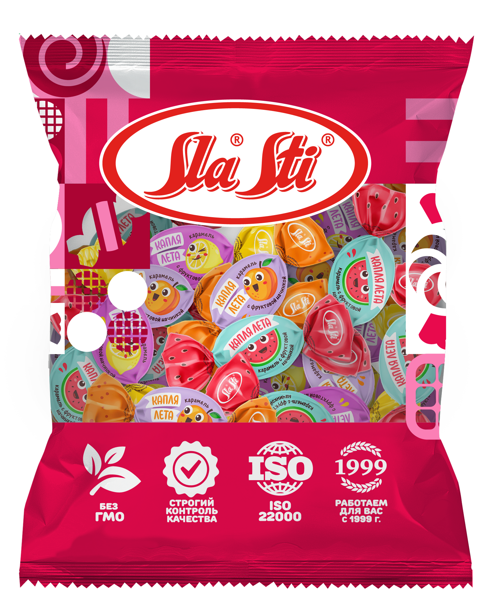 КАРАМЕЛЬ СЛАСТИ КАПЛЯ ЛЕТА С ФРУКТОВОЙ НАЧИНКОЙ МИКС  500Г