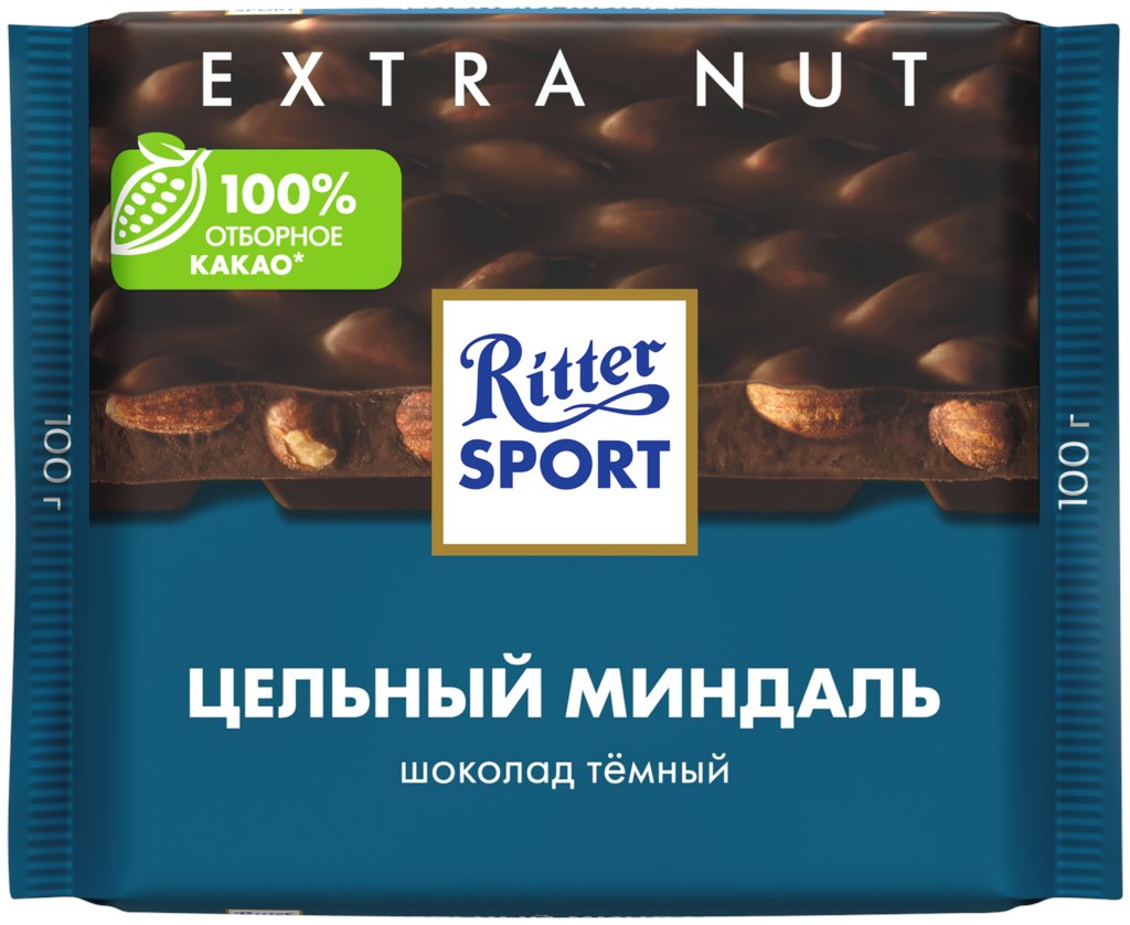 Шоколад темный RITTER SPORT Цельный миндаль, 100г