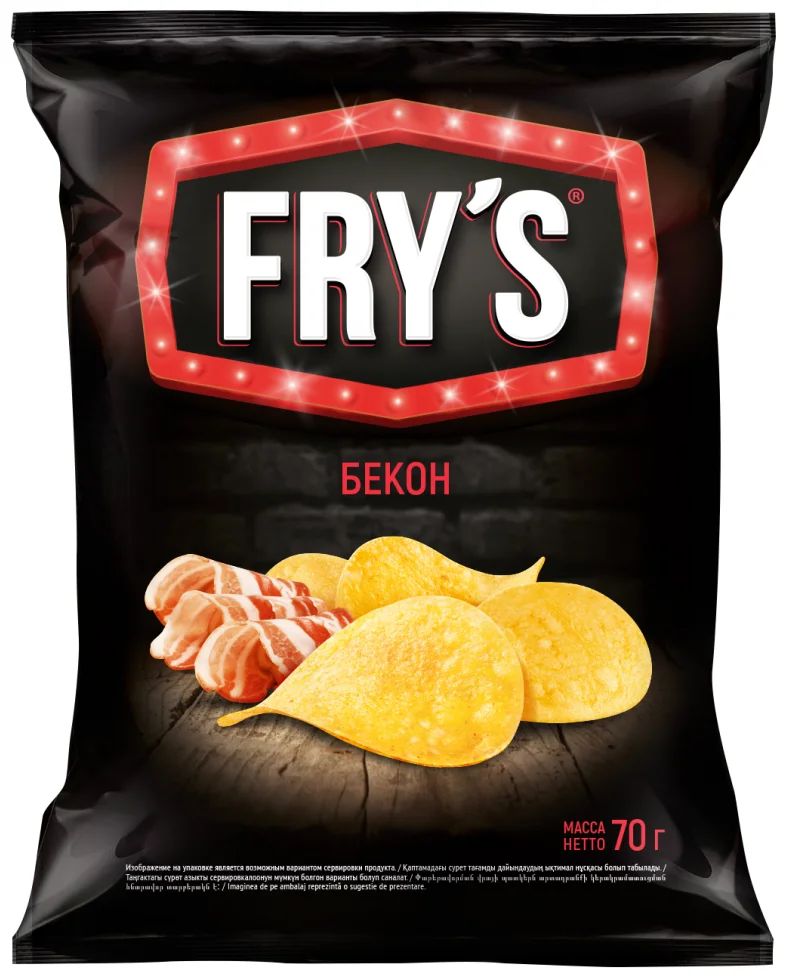 Чипсы из натур. картофеля FRY’S Бекон/Свирепый кабан 70г