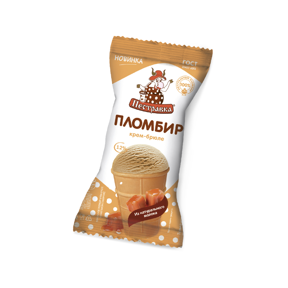 БЗМЖ МОРОЖЕНОЕ ПЕСТРАВКА ВАФ СТАКАН ПЛ КРЕМ-БРЮЛЕ 12% 100ГР