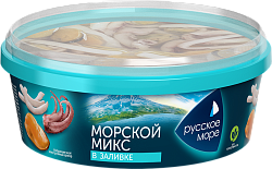 КОКТЕЙЛЬ ИЗ МОРЕПРОДУКТОВ РУССКОЕ МОРЕ В ЗАЛИВКЕ "МОРСКОЙ МИКС"  300ГР
