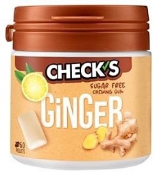 Жевательная резинка CHECKS без сахара со вкусом имбиря и лимона 70 гр. (50 подушечек)
