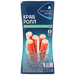 КРАБОВЫЕ ПАЛОЧКИ КРАБ-РОЛЛ"РУССКОЕ МОРЕ"ИМИТАЦИЯ С СЫРОМ И ЗЕЛЕНЬЮ ОХЛ.180Г1/8