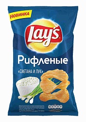 ЧИПСЫ ЛЭЙС 140ГР СМЕТАНА И ЛУК РИФЛЕНЫЕ