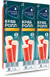 ПАЛОЧКА КРАБОВАЯ РУССКОЕ МОРЕ "КРАБ-РОЛЛ" С СЫРОМ ПАСТ.ОХЛ. 50Г