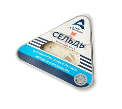 ПРЕСЕРВЫ ДАРЫ АТЛАНТИДЫ В СЛИВОЧНОМ СОУСЕ С ЛУЧКОМ ЯБЛОКОМ И ОГУРЧИКОМ В/У 120ГР