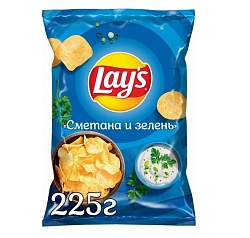 ЧИПСЫ ЛЭЙС 225ГР СМЕТАНА/ЗЕЛЕНЬ