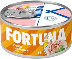 ТУНЕЦ РУБЛЕНЫЙ С МАСЛОМ ФОРТУНА Ж/Б КЛЮЧ 185ГР