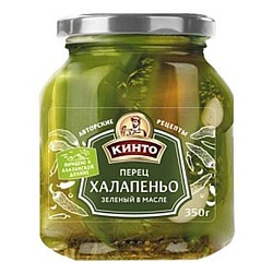 ПЕРЕЦ ХАЛАПЕНЬО ЗЕЛЕНЫЙ В МАСЛЕ ТМ КИНТО 350Г