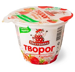 БЗМЖ ТВОРОГ ПЕСТРАВКА КЛУБНИКА 4% 120ГР