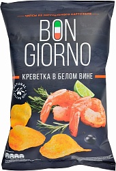 ЧИПСЫ BON GIORNO КРЕВЕТКА В БЕЛОМ ВИНЕ 80Г