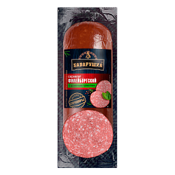 КОЛБАСА В/К БАВАРУШКА СЕРВЕЛАТ ФИЛЕЙБУРГСКИЙ С АРОМАТНЫМИ ПРЯНОСТЯМИ СРЕЗ В/У 0,35 КГ