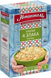 ХЛОПЬЯ 4 ЗЛАКА С ОТРУБЯМИ НАЦИОНАЛЬ 400ГР